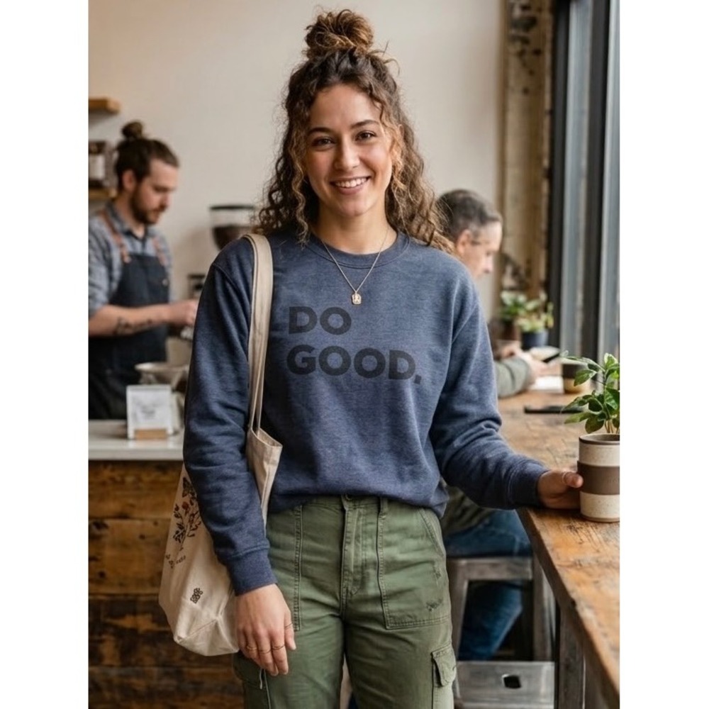 Cotopaxi Do Good Crewneck Sweatshirt Navy Blue Organic Cotton Blend Pullover